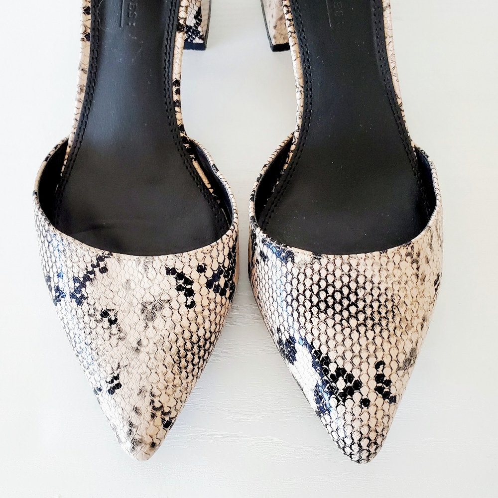 Asos | Snake Print Pointy Toe Low Block Heels - image 4